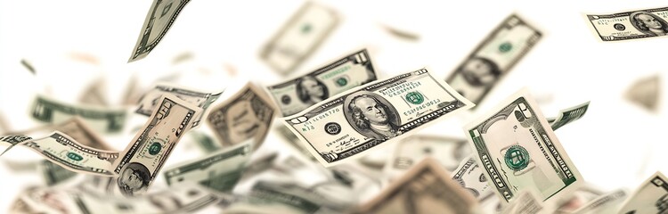 Aufkleber - Money Bills Caught in Motion for Capturing Financial Success and Investment Themes : Generative AI