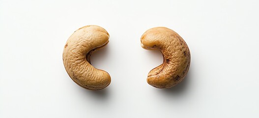 Poster - Two raw cashew nuts isolated on a white background : Generative AI