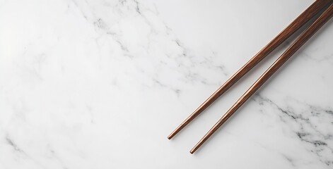 Aufkleber - Wooden Chopsticks on Elegant Marble Background for Dining : Generative AI