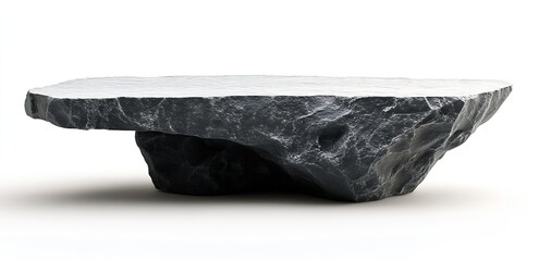 Fototapete - Solid Black Marble Stone Table with Elegant Minimalist Design on White Background : Generative AI