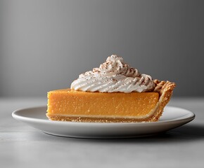 Poster - Enticing Slice of Pumpkin Pie with Whipped Cream Detail on a Dark Plate : Generative AI