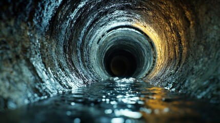 Poster - Underground pipe relining process. Liner curing with bright resin texture. Expert plumbing maintenance. Realistic depth lighting shows underground infrastructure repair. Innovative waterproofing , 32k