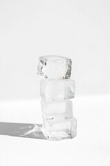 Leinwandbilder - Ice Cubes Stacked Neatly on White Background with Soft Shadows for Beverage Refreshment : Generative AI