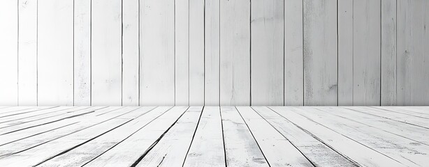 Fototapete - Minimalistic White Wooden Floor with Vertical Plank Background for Interior Design : Generative AI
