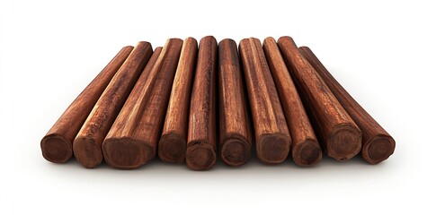 Aufkleber - Stacked Logs of Natural Wood Resting on White Background for Creative Interior and Outdoor Projects : Generative AI