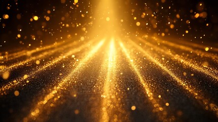 Fototapete - Dazzling Golden Light Rays Breaking Through the Dusty Air with Beautiful Bokeh Effect : Generative AI