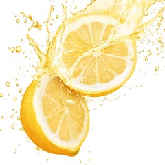 Aufkleber - Lemon Slices Creating a Vibrant Splash in Clear Water for a Refreshing Taste : Generative AI