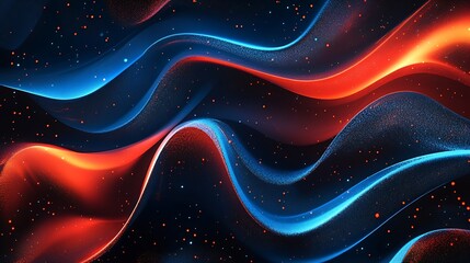 Fototapete - Vibrant Abstract Design Featuring Flowing Red and Blue Waves in a Cosmic Background : Generative AI