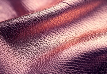 Aufkleber - Close Up of Shiny Rose Gold Textured Leather Fabric with Elegant Finish : Generative AI