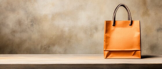 Poster - A simple brown bag resting on a wooden table, evoking a sense of warmth and everyday life