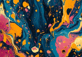 Aufkleber - Artistic Abstract Fluid Painting with Colorful Swirls and Bold Textures Enhancing Visual Appeal : Generative AI