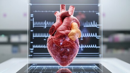 Poster - Heart symbol displayed on a laptop screen representing love and technology in a modern digital workspace environment