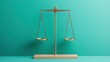 © Cherrin - A golden balance scale against a teal background, symbolizing justice, fairness and the weighing of options.