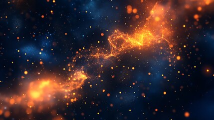 Aufkleber - Dynamic Flow of Light Particles Creating a Vibrant Cosmic Appearance : Generative AI