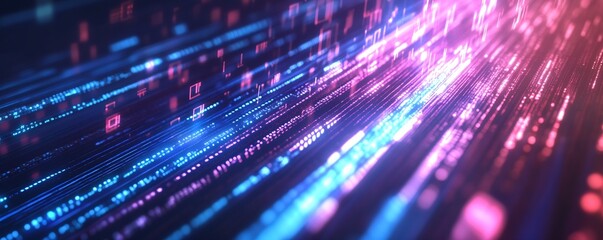 Poster - Futuristic vibrant light trails streaming in pink and blue creating a vivid dynamic effect : Generative AI