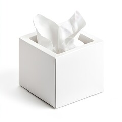 Aufkleber - Sleek Square Tissue Box Displaying Neat Crumpled Tissue Paper Against a White Backdrop : Generative AI