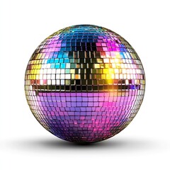 Poster - Shiny disco ball reflecting colorful lights creating festive atmosphere : Generative AI