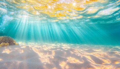 Leinwandbilder - Sunlight Dapples Sandy Ocean Floor with Textured Waves and Glimmering Effects : Generative AI