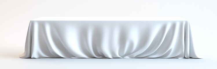 Poster - Simple elegant white tablecloth gently draped for versatile uses in photography and design : Generative AI