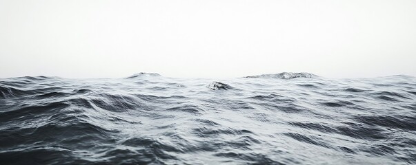 Aufkleber - Serene Dark Ocean Waves Under a Misty Sky for Tranquil Landscapes and Coastal Themes : Generative AI