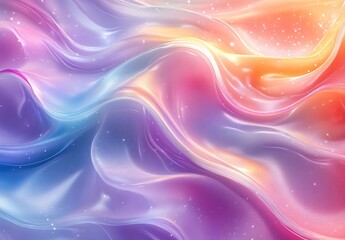 Poster - Luxurious flowing fabric in waves of pastel colors with a shimmering finish : Generative AI