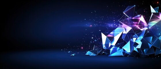 Poster - Striking blue and purple abstract poly design with repeated geometric shapes creating a modern artistic visual experience