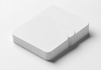 Aufkleber - Stack of Rounded Edge Blank Business Cards on a Light Surface for Custom Designs : Generative AI