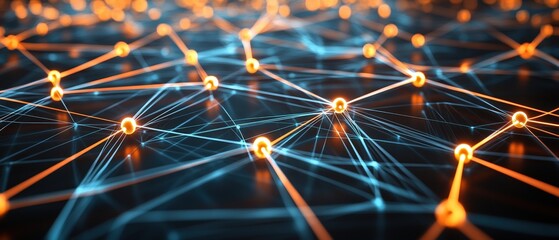 Aufkleber - A colorful network of orange and blue lines forming a vibrant and engaging abstract design