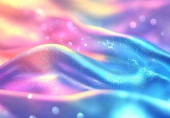 Aufkleber - Flowing colorful fabric texture in pastel shades of pink and blue for fashion and design inspiration : Generative AI