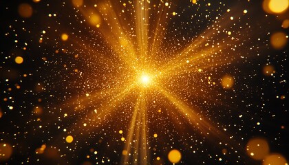 Fototapete - Stunning cosmic explosion of golden light particles and shimmering dust effect in deep universe : Generative AI