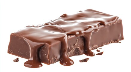 Aufkleber - Melting Chocolate Bar On White Background For Delicious Dessert Ideas : Generative AI