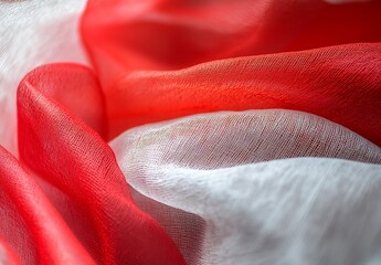 Aufkleber - Soft flowing layers of sheer red and white fabric highlighting elegance and motion : Generative AI