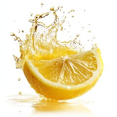 Aufkleber - Fresh Lemon Splash in Clear Water with Vibrant Yellow Color and Juicy Texture : Generative AI