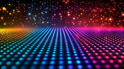 Poster - Colorful Digital Sphere with Vibrant Lights and Dots Creating a Modern Party Atmosphere : Generative AI
