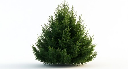 Poster - Single Green Spruce Tree on White Background for Holiday Theme : Generative AI