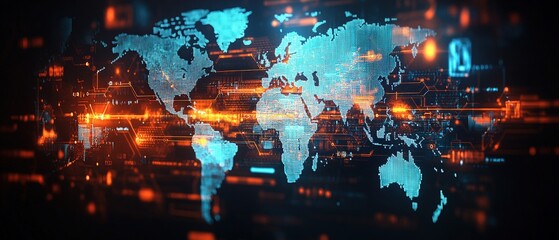 Poster - A detailed world map depicting continents and oceans with geographic features and borders clearly marked and labeled