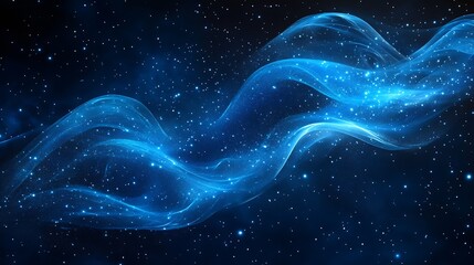 Aufkleber - Ethereal Blue Waves of Energy and Stars Creating a Stunning Cosmic Visual Experience : Generative AI