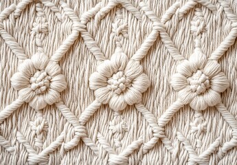 Poster - Intricate Macrame Design with Floral Patterns Showcasing Natural Textures : Generative AI