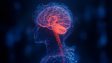 Poster - Neuroscience breakthrough understanding the human brain laboratory digital art abstract side view mind mapping insights