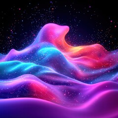 Fototapete - Vibrant colorful wave design with sparkling stars creating a dreamy and ethereal atmosphere
