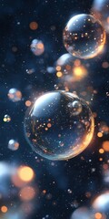 Poster - Soft bubbles floating gracefully in the air against a gentle background creating a serene atmosphere