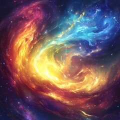 Poster - Colorful galaxy with twinkling stars and nebulae exhibiting a stunning array of cosmic beauty