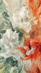 Poster - Dramatic display of red and green smoke swirling together to create a captivating visual effect