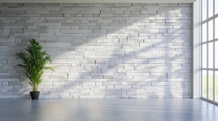 Poster - Lush green plant decoratively placed in a bright room with natural light creating a fresh and inviting atmosphere