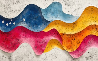 Poster - Dynamic and colorful wave crashing with energy against a bright blue ocean background