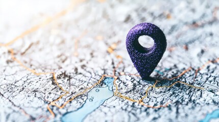 Poster - GPS Navigation Map with Purple Location Pin  Travel  Journey  Exploration