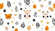 © aukkasit - Playful animal illustrations in autumn colors graphic design whimsical style cheerful environment