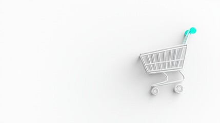 Poster - Empty Shopping Cart Icon  Online Shopping  E commerce  Minimalist 3D Render