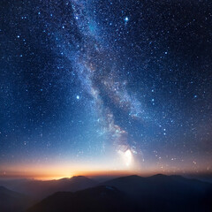 Wall Mural - Stunning Milky Way Galaxy Over Mountain Landscape at Night Generated Image