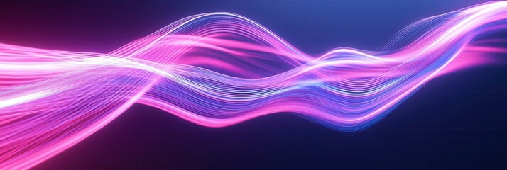 Aufkleber - Glowing neon lines create a smooth abstract composition on a white background with a futuristic touch Generative AI